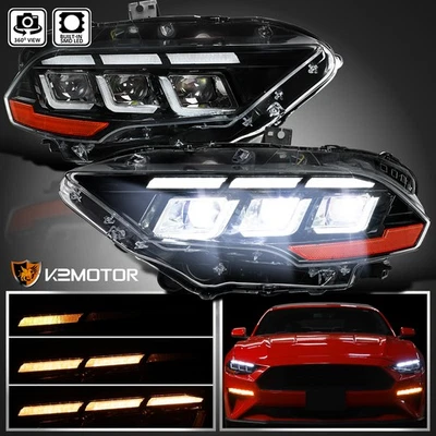 Fits 2018-2023 Ford Mustang Full LED Projector Headlights Switchback Sequential Foto 1 de 4