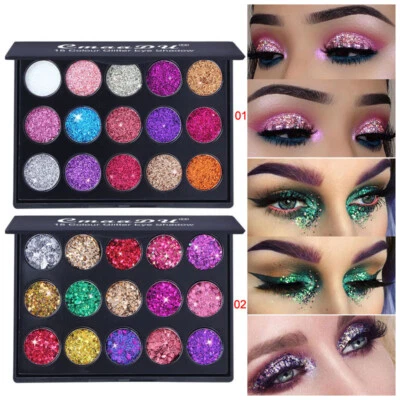 Waterproof Glitter Eyeshadow Eye Shadow Pallete 15Colour Lasting Makeup Kit Se ❀ - Image 1 of 4