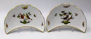 Pair of Herend Rothschild Bird Crescent - Salad Plates 534-R016 - Picture 1 of 9