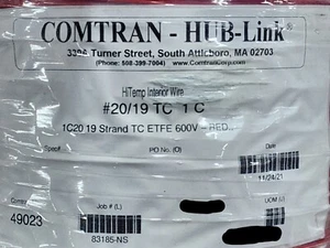 Cable de señal ETFE de alta temperatura COMTRAN 49023 #20awg HUB-Link 600V rojo/50ft - Imagen 1 de 6