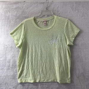 Victoria's Secret Womans Blouse Top Green Large Love Sheer Short Sleeve Pullover - Picture 1 of 6