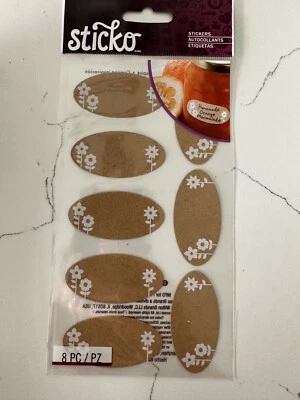 Sticko размерный 8 ПК крафт желе банка наклейки коричневый w/цветы бутылка ведро - Изображение 1 из 4