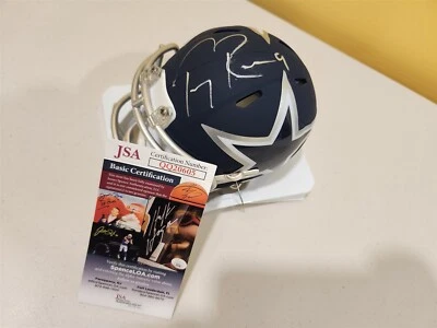 Mini casco firmado por TONY ROMO COWBOYS AMP CERTIFICADO DE AUTENTICIDAD JSA Foto 1 de 3
