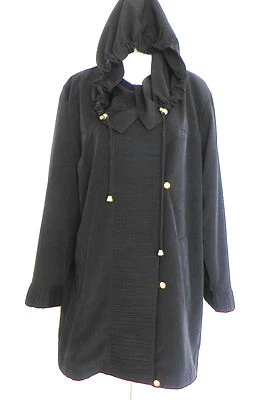 Bellissima Fifth Avenue Coat/Jacket Black Size S/P Hooded Gold Tone Buttons Foto 1 de 4