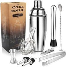 Set Cocktail Shaker Professionale Kit da Barman in Acciaio Inox per Bar e Casa