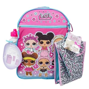LOL Surprise 5 PC Backpack with Lunch Bag Set Kids Girls School Bag Water Bottle - Picture 1 of 6