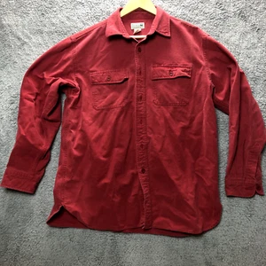 L.L. Bean Button Down Shirt Men Size Large L Heavy Chamois Cloth Red Long Sleeve - Picture 1 of 7