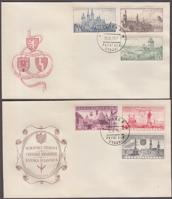 CZECHOSLOVAKIA Sc #  785-90 SET of 2 FDC with 6 STAMP SET ARCHITECTURAL SITES - Image 1 of 1
