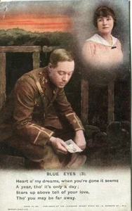 Blue Eyes (3) WWI sentimental verse postcard Bamforth 'Songs' series 4873/3 - Picture 1 of 2