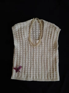Sweater White Sleeveless Shell / Vest: Hand Crochet Size Small - Picture 1 of 6