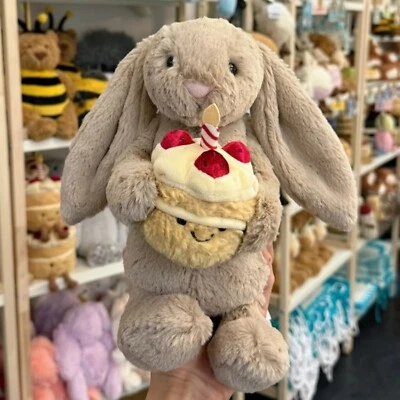 Jellycat Bashful Beige Bunny Birthday Bunny Cute Soft Stuffed Toys Doll - Image 1 of 4