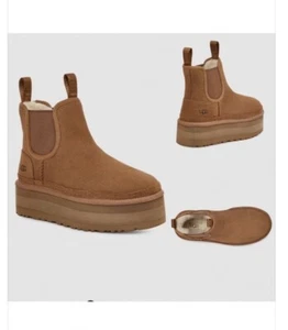 UGG 💜💜💜 $350 EU 40 Or 9 Suede Ankle Booties Sheepskin Wool Camel - Picture 1 of 20