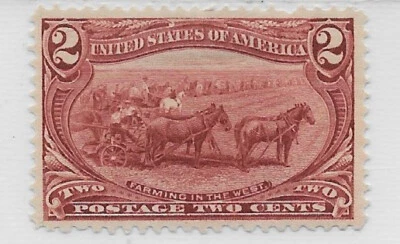 US Scott 286, 1898 Trans-Mississippi Expo, 2 Cent, Mint, OG, NH, F/VF, Farming - Image 1 of 2