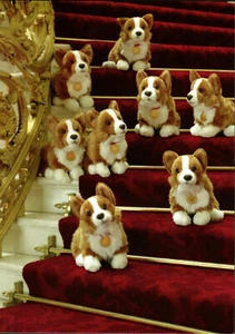 CARTOLINA CORGIS Grand Staircase Buckingham Palace Collezione Reale Trust Giocattolo Cane - Foto 1 di 2