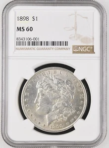 1898-P Morgan Dollar NGC Certified MS60 - Picture 1 of 2