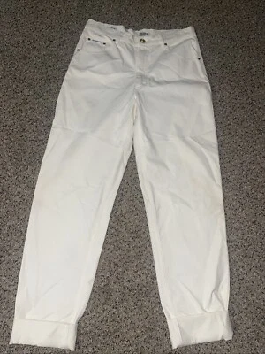 Escada Sports IvoryOff White Gold Button Detail Stretchy Jeans  Sz 42 Euro - Image 1 of 4