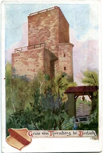 Künstler-AK KARLSRUHE DURLACH Gruss vom Thurmberg um 1910 - Bild 1 von 1