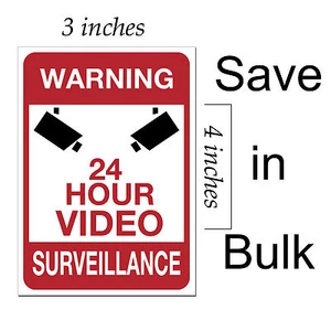 video surveillance warning sticker 24 hour cctv decal security home alarm - Picture 1 of 1