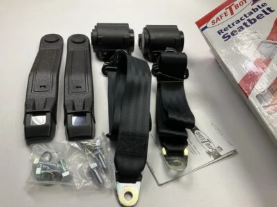 (2) Safe-T-Boy STBSB3RSBK 3-Point Black Retractable Seat Belt + Buckle Set - Image 1 of 4