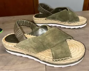 Marc Fisher Slingback 2 inch Espadrille Olive Green Suede Size 7.5 M - Picture 1 of 6