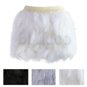 Womens Ostrich Feather Mini Skirt Luxury Sexy Clubwear Elastic Waist Jazz Skirts
