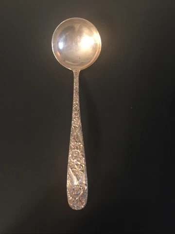 KIRK STERLING SILVER REPOUSSE MAYO/SAUCE LADLE Cover