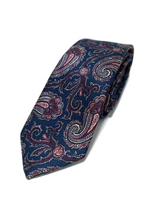 POLO RALPH LAUREN Herren Krawatte blau weiß rot Paisley Seide Hergestellt in den USA Vintage - Bild 1 von 5