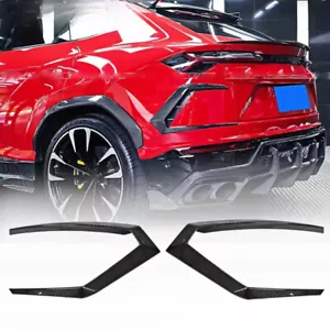 Carbon Fiber Rear Bumper Canard Fins Lip Spoiler For Lamborghini Urus 2018UP E - Picture 1 of 10