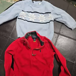 TODDLER BOYS IZOD BLUE SWEATER & RALPH LAUREN PULLOVER RED 24 MTHS/2T - Picture 1 of 5