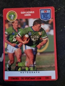 Stimorol 1991 NSW Rugby League Card number 7 Glen Lazarus Canberra - Picture 1 of 1