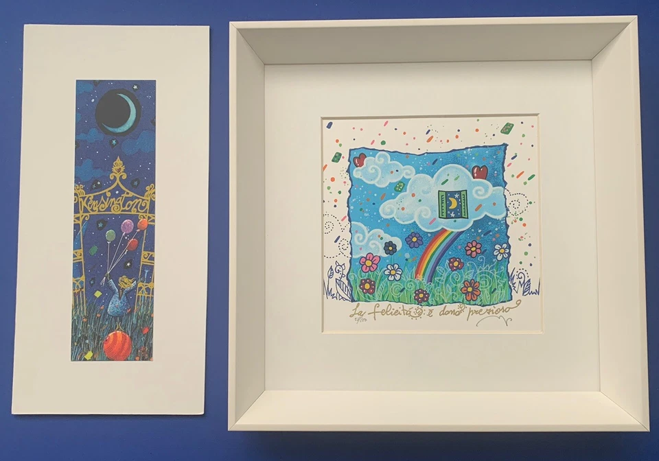 SERIGRAFIA ANDREA AGOSTINI 16x16”LA FELICITÀ È DONO PREZIOSO” +STAMPA  IN REGALO - Immagine 1 di 1