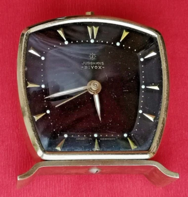 JUNGHANS Reise Wecker BIVOX Schwarz Gold 60er Jahre in Funktion Vintage - Bild 1 von 4
