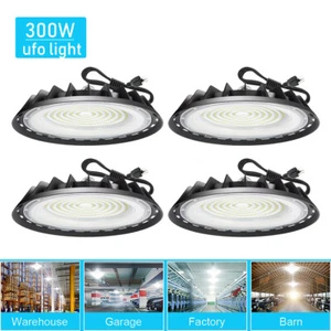 4Pcs 300W UFO Led High Bay Light Commercial Industrial Warehouse Factory Light - Picture 1 of 14