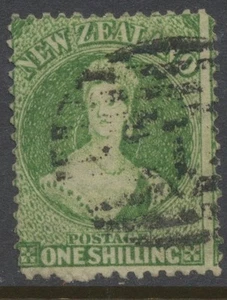 New Zealand Stamps 1864-1871 1/- yellow green wmk star SG125 used V £160 - Picture 1 of 2