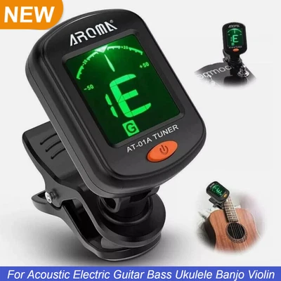 LCD Clip On Chromatic Tuner Acoustic Electric Guitar Bass Ukulele Banjo Violin - Image 1 of 4