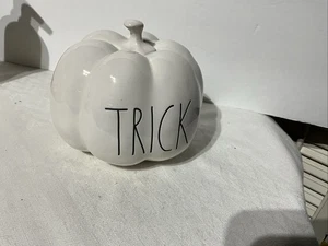 Rae Dunn Artisan Collection Trick White Pumpkin Halloween Fall Decor New - Picture 1 of 4