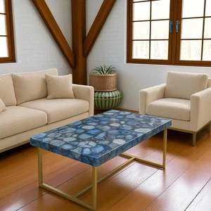 Blue Agate Stone Dining Table Top Agate Stone Coffee Table, Console ,Side Table - Picture 1 of 8