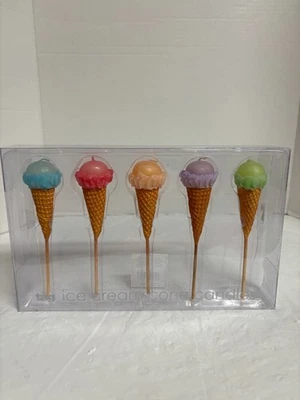 TAG Brand Ice Cream Cone Candles Set of 5 Colorful NEW - Image 1 of 4