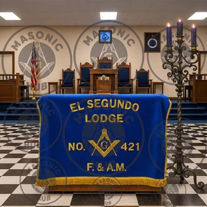 Custom Personalized Masonic Altar Cover – Blue Velvet with Embroidered - Picture 1 of 5