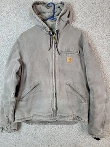 Carhartt J141 MAH Men's Large Sherpa Fleece Lined Canvas Duck Jacket Distressed - Picture 1 of 14