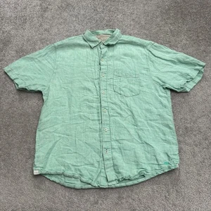 Tommy Bahama Leinen Struktur Button Down Hemd Herren Medium Grün Kurzarm - Bild 1 von 20
