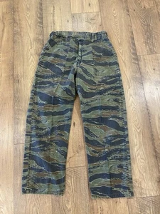 Vintage Tiger Stripe Pants Mens 30x27 Green Camo Trousers Ideal Military Vietnam - Picture 1 of 8