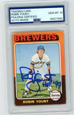 罗宾·扬特签名 1975 年 Topps RC 带 PSA 10 签名 — 第 1/2 张图片