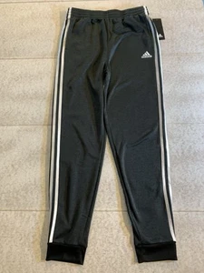 Adidas Pant Jogger Boys XL (18/20) Gray 3 Stripe Embroidered Logo Fleece Lined - Picture 1 of 6