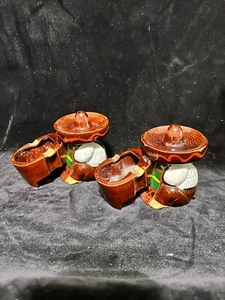 Vintage 1950's Pottery Man Taking Siesta Ashtray sombrero Mexico Set of Two - Picture 1 of 4