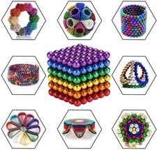 216 Sfere Cubo Magnetico Colorato da 5mm Gioco Calamita Rompicapo Magico
