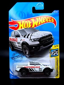 2020 Hot Wheels #76 HW Speed Graphics 3/10 19 FORD RANGER RAPTOR White wBlkBaja5 - Picture 1 of 6