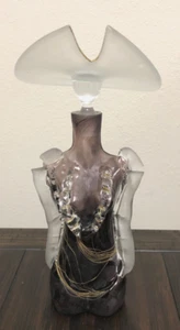 Vintage Falcon Steam Punk Woman Art Glass Decanter/Hat Stopper/Elena Graure/RARE - Picture 1 of 7