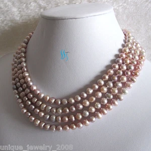 Halskette Strang 66 Zoll 5-7 mm Lavendel Süßwasserzuchtperlen - Bild 1 von 4