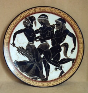 RARO PIATTO TERRACOTTA ETRUSCA FIRMATO VINTAGE XLg PIER LUIGI BERNI Italia Greco - Foto 1 di 8